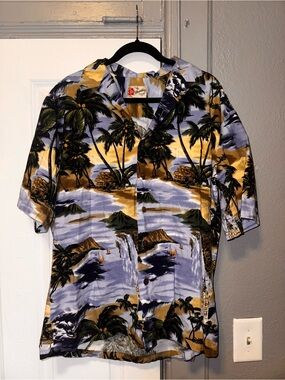 Tropical Palm Print Casual Button-Down Shirt - Multicolor